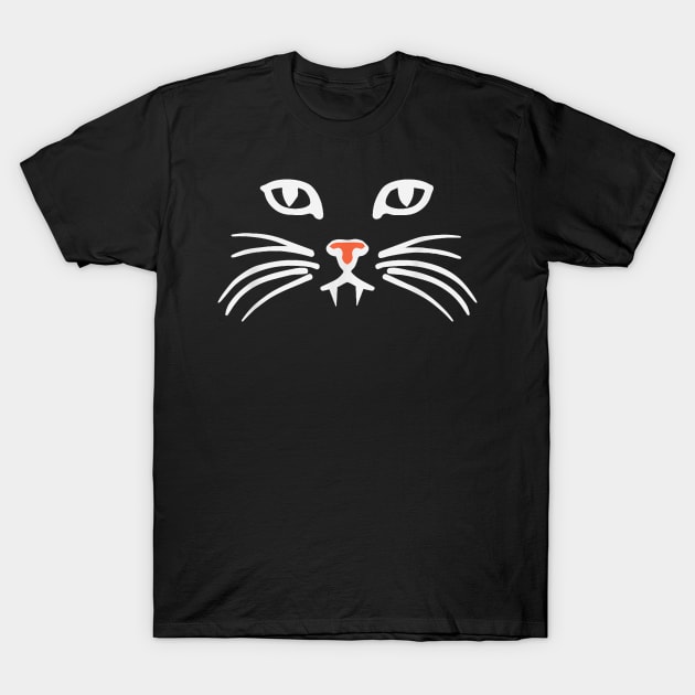 Cat Face Fangs Halloween   For Cat Kitten Kitty Lovers T-Shirt by Peter Smith